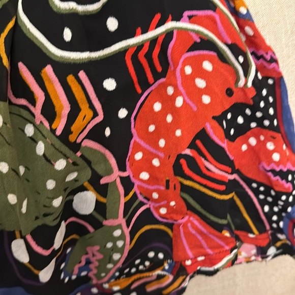 Farm Rio Pleated Sea Animals Black Blouse size Small - Picture 10 of 12